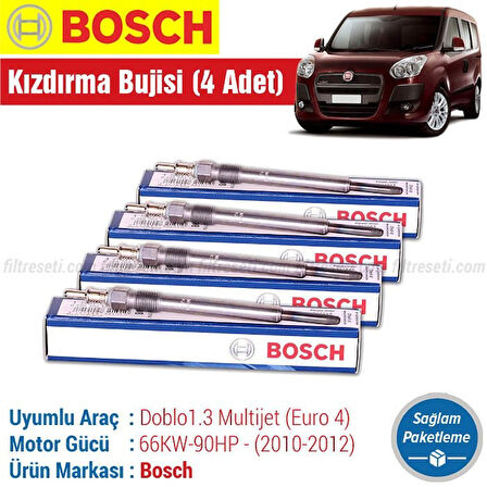 Fiat Doblo 1.3 Multijet Bosch Kızdırma Bujisi 2010-2012 4 Adet