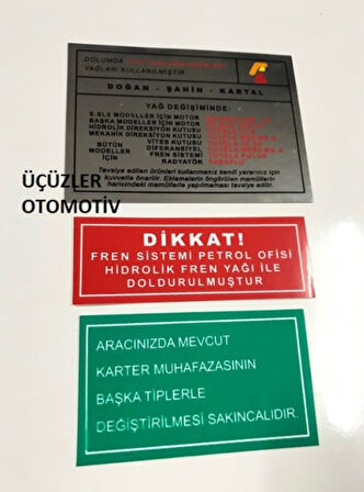 Tofas Uyumlu Motor Etiket Takimi Dogan Kartal Sahin M131 195252390