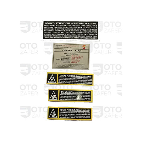 Tofaş Fiat Tempra Tipo Motor Etiket Takımı 5'Li Set Sticker