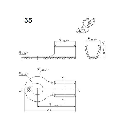 (5 Adet) MESA BA 35 BAKIR KABLO UCU BAŞLIK PABUÇ FİŞ AKÜ TBA2908 