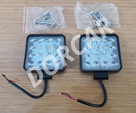 2 Adet Off Road Sis Farı 16 Led Kare Çalışma Lambası