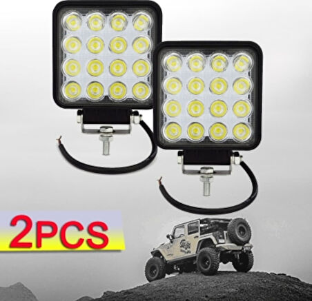 -Off Road Sis Farı - 16 Led Kare Çalışma Lambası 2 Adet
