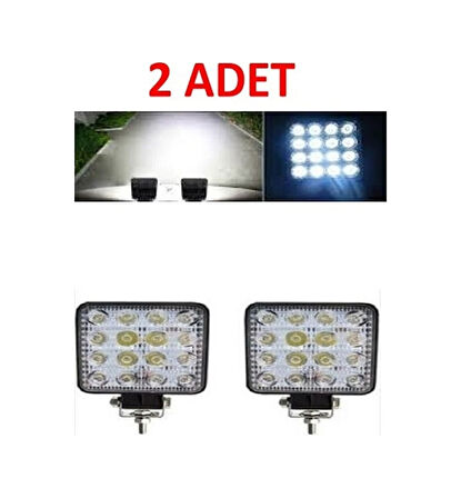 2 Adet Off Road Sis Farı - Lambası 16 Led Kare Çalışma Lambası N11.11247