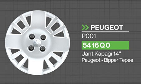 Peugeot Bipper Tepee,14"Jant Kapağı(4 Adet) 5416Q0 Tisa Jkp001