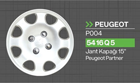 Peugeot Partner 15" Jant Kapağı Takımı (4 Adet) 5416Q5 Tisa P004