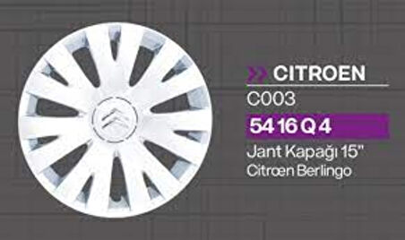 Citroen Berlingo 15" Jant Kapağı (4 Adet) 5416Q4 Tisa Jkc003