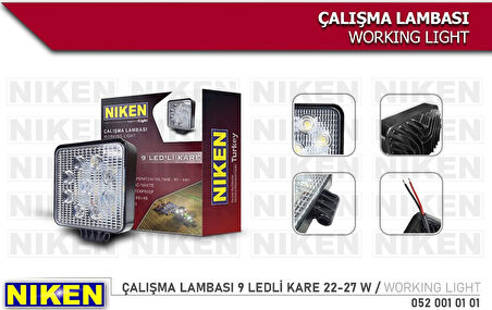 Niken 9 Led Kare Off Road Sis Farı Çalışma Lambası 2 Adet 12-24V