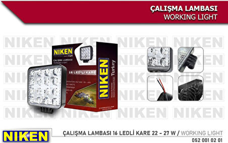 Niken 16 Led Kare Off Road Sis Farı Çalışma Lambası 2 Adet 12-24v