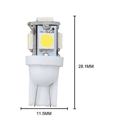 2 Adet Mavi Renk T10 Led Ampül Park Ampulü Gündüz Farı T10 Plaka