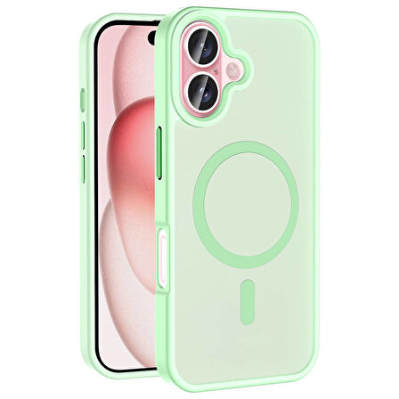 iPhone 16 Plus Kılıf Mat Arka Yüzey Wireless Şarj Özellikli Sio Kapak