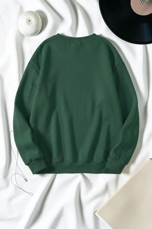 Unisex Leopar Desenli Kiraz Baskılı Bisiklet Yaka Sweatshirt