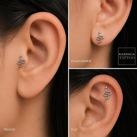 Yılan Helix Flat Kulak Conch Tragus Piercing Cerrahi Çelik