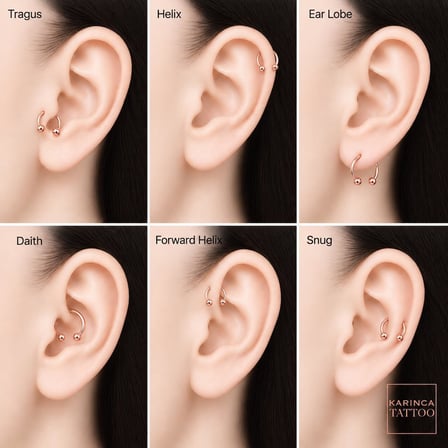 Yarım Halka Piercing Tragus Smiley Nipple Forward Helix Dudak Kulak Snake Bites Nostril Septum Circular Barbell