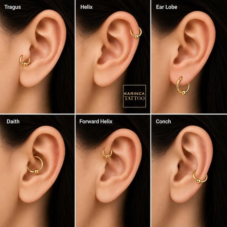 Klasik Halka Piercing Tragus Dudak Septum Kaş Smiley Nostril Daith Conch Helix BCR Hoop Piercing