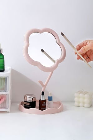 Masa üstü Pembe Plastik Papatya Makyaj Masa Aynası Takı Standı cin889pm