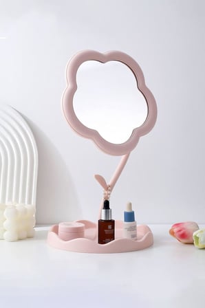 Masa üstü Pembe Plastik Papatya Makyaj Masa Aynası Takı Standı cin889pm