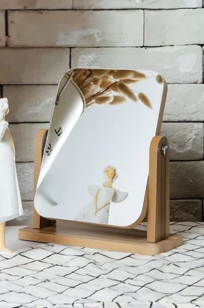 Masa Üstü 20 cm Ahşap Tek Taraflı Dikdörtgen 360° Dönen Masa Aynası cin805