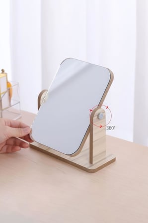 Masa Üstü 20 cm Ahşap Tek Taraflı Dikdörtgen 360° Dönen Masa Aynası cin805