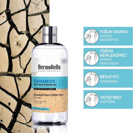 DermoBella Seramid Kuru Ciltler İçin Duş Jeli 500 ml