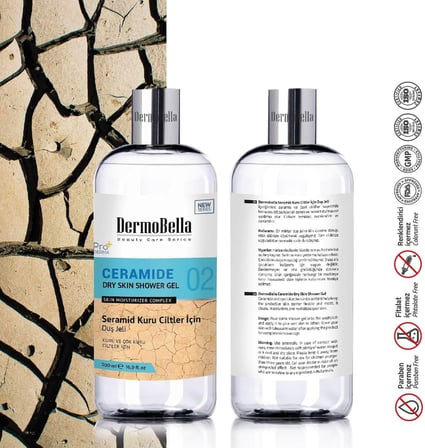 DermoBella Seramid Kuru Ciltler İçin Duş Jeli 500 ml