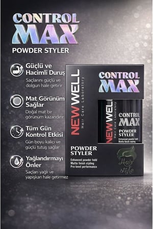 BYBARS Newwell Control Max Powder Styler, Mat Görünüm, Güçlü Tutucu, Hacim Veren Saç Şekillendirici Toz, 20G (2 adet)