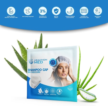 Su Kullanmadan Saç Temizleme Şampuan Bonesi (3'lü Paket)-Kamp, Seyahat ve Hasta Bakımı İçin Uygun, Durulama Gerektirmeyen Aloe Vera İçerikli Şaç Yıkama Bonesi