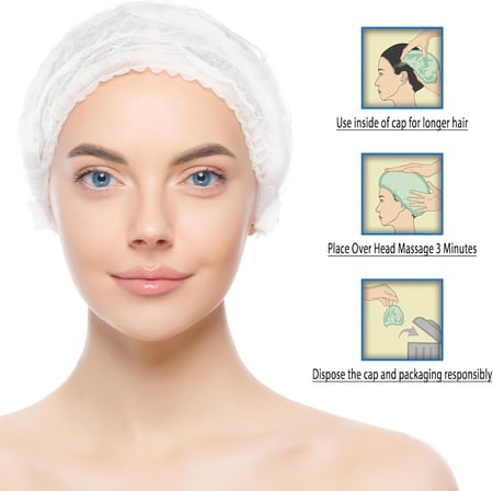 Su Kullanmadan Saç Temizleme Şampuan Bonesi (3'lü Paket)-Kamp, Seyahat ve Hasta Bakımı İçin Uygun, Durulama Gerektirmeyen Aloe Vera İçerikli Şaç Yıkama Bonesi