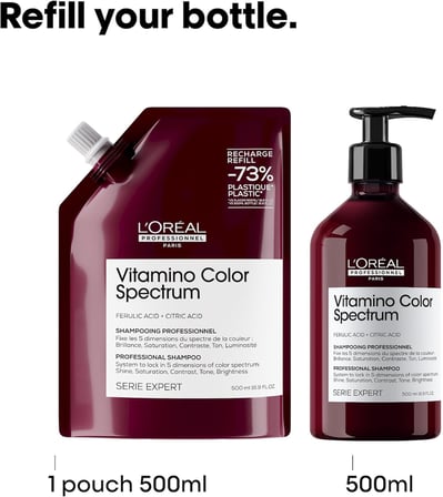 Serie Expert Vitamino Color Spectrum Boyalı Saçlar İçin Parlaklık Kazandıran Renk Koruyucu Refill Şampuan 500ml