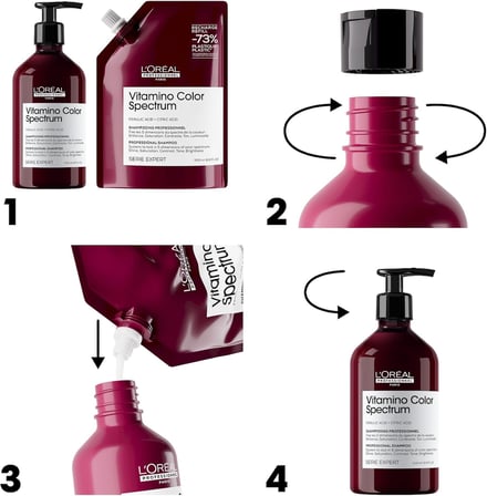 Serie Expert Vitamino Color Spectrum Boyalı Saçlar İçin Parlaklık Kazandıran Renk Koruyucu Refill Şampuan 500ml