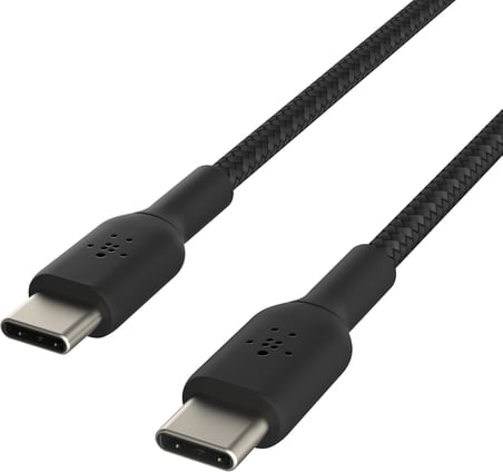 BoostCharge (0.5ft) Braided USB-C to USB-C Cable for iPhone 16, iPhone 16 Pro, iPhone 16 Pro Max, iPhone 16 Plus, iPhone 15, Galaxy S24, S23, Note10, Pixel 9, Pixel 8, iPad Pro & More - Black