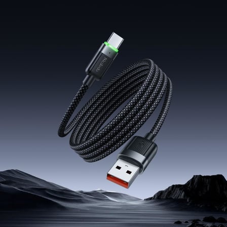 Ca-5650 1.2M Usb-A To Usb-C 6A Siyah Sarilabilir Manyetik Kablo