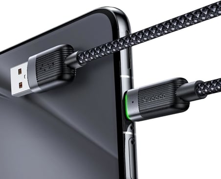 Ca-5650 1.2M Usb-A To Usb-C 6A Siyah Sarilabilir Manyetik Kablo