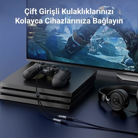 Hi-Fi TRRS Mikrofon ve Kulaklık Birleştirici 3.5mm Y Jack Kablo