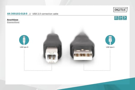 AK-300102-018-E 1.8 m USB 2.0 Yazıcı Kablosu