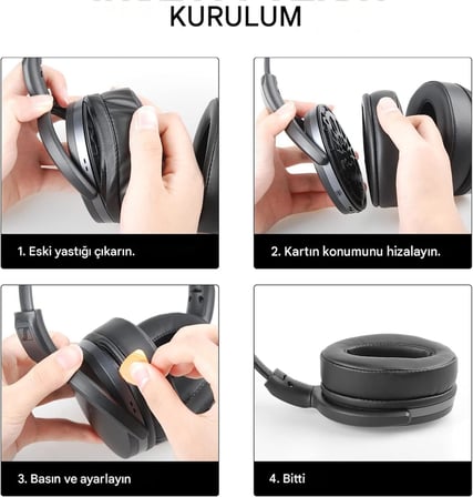 Sennheiser ile Uyumlu Kulaklık Pedi HD450BT HD458BT HD350BT HD4.50BT HD4.50BTNC HD4.50SE HD4.40BT HD4.30G HD4.20S HD400S için Yedek Kulak Yastığı,Hafızalı Köpük,Yumuşak PU Deri