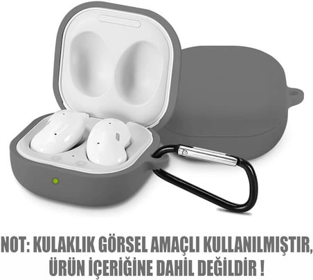 Samsung Galaxy Buds Live için Kılıf Mat Silikon Gri [Buds Live ile Uyumlu Kılıf - Gri]