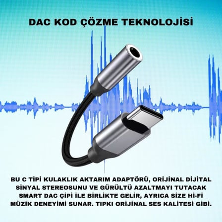 Type-C To 3.5mm Aux Dönüştürücü Type-C To 3.5mm Kulaklık Dönüştürücü Ses Dönüştürücü Kablo