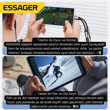 60W Şarj 2in1 Type-C to Aux Dönüştürücü Çevirici Hızlı Şarj +3.5mm Kulaklık Çıkışı, Hifi Ses ve Hızlı Şarj Adaptörü