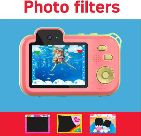 Realikids Cam Waterproof 2 – Çocuk kamerası, su geçirmez, 12 MP, HD video, selfie modu, filtre ve çerçeve, entegre oyunlar, lityum pil – Mavi