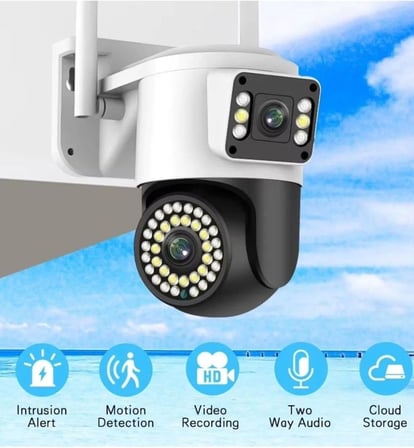 Yoosee 4MP Çift Lens IP Kamera - WiFi Açık Kapalı Otomatik İzleme, Su Geçirmez Kablosuz Güvenlik Ev Kamerası, Renkli Gece Görüş, Hareket Algılama
