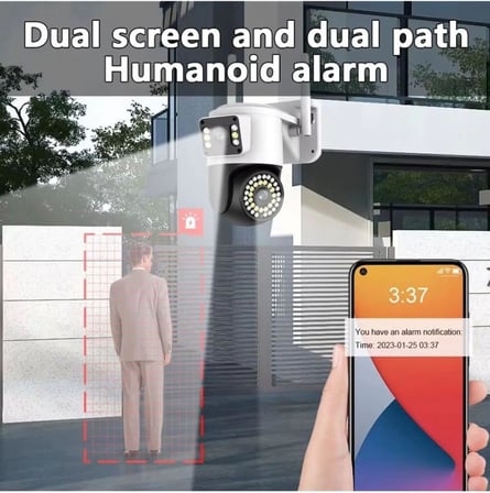 Yoosee 4MP Çift Lens IP Kamera - WiFi Açık Kapalı Otomatik İzleme, Su Geçirmez Kablosuz Güvenlik Ev Kamerası, Renkli Gece Görüş, Hareket Algılama