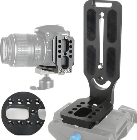 Arca Swiss Uyumlu Alüminyum Alaşım Kamera L Braket, 1/4 Ayarlanabilir Tripod Aparatı, Dikey Yatay Çekim, Nikon Canon Sony Fujifilm ile Uyumlu Profesyonel Stüdyo Kamera Aksesuarı, H22, Siyah