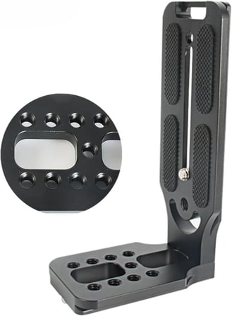 Arca Swiss Uyumlu Alüminyum Alaşım Kamera L Braket, 1/4 Ayarlanabilir Tripod Aparatı, Dikey Yatay Çekim, Nikon Canon Sony Fujifilm ile Uyumlu Profesyonel Stüdyo Kamera Aksesuarı, H22, Siyah