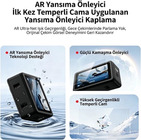 DJI Osmo Action 6 ile Uyumlu Temperli Cam Koruyucu