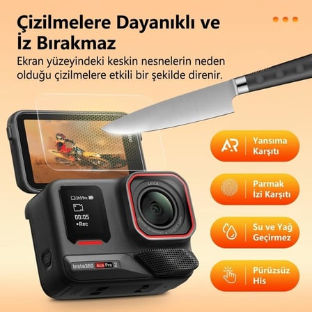 Insta360 Ace Pro 2 ile Uyumlu Temperli Cam Koruyucu