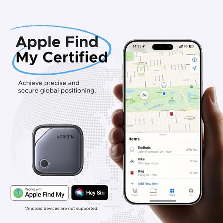 FineTrack, Apple Find My (yalnızca iOS) ile uyumlu, bagaj için Bluetooth izleyici, anahtar bulucu, anahtarlar, valizler, değiştirilebilir pilli pasaportlar için akıllı etiket