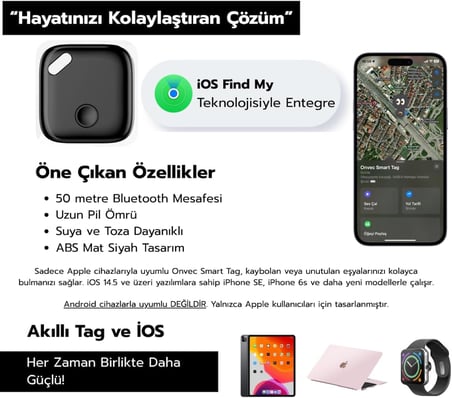 Smart Tag Siyah (Apple Uyumlu)