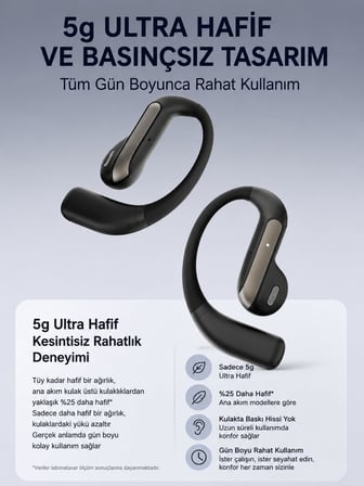 AI Çeviri Kulaklığı, 164 Dil Anlık Çeviri, Bluetooth 5.4 Açık Kulak Kablosuz Kulaklık, ENC Gürültü Azaltma, 20 Saat+ Pil Ömrü, Android ve iPhone Uyumlu (krem)