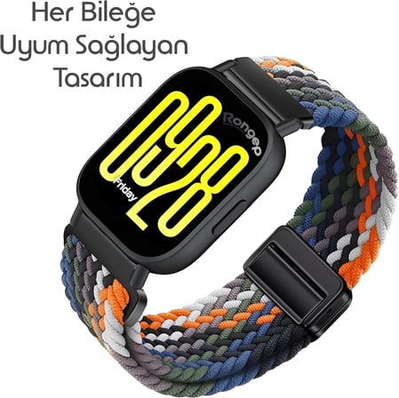 [Örgü Loop] Xiaomi ile Uyumlu 22mm Kordon Redmi Watch 5 Active/Lite/Watch S5/S4/S3/S2/S2 Pro/S1/S1Pro 46mm için Manyetik Toka Terletmeyen Esnek Kumaş Redmi Watch 5 Active Kordonu