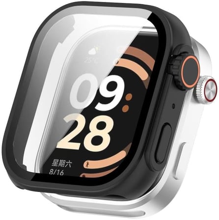 [Protective-Case] Akıllı Saatler için 2’si 1 Arada Sert Polikarbonat Kasa Koruyucu Dokunma ve Netliği Etkilemeyen Çizilmeye Karşı Ekran Koruyucu Kılıfıı (Siyah, Redmi Watch 6)